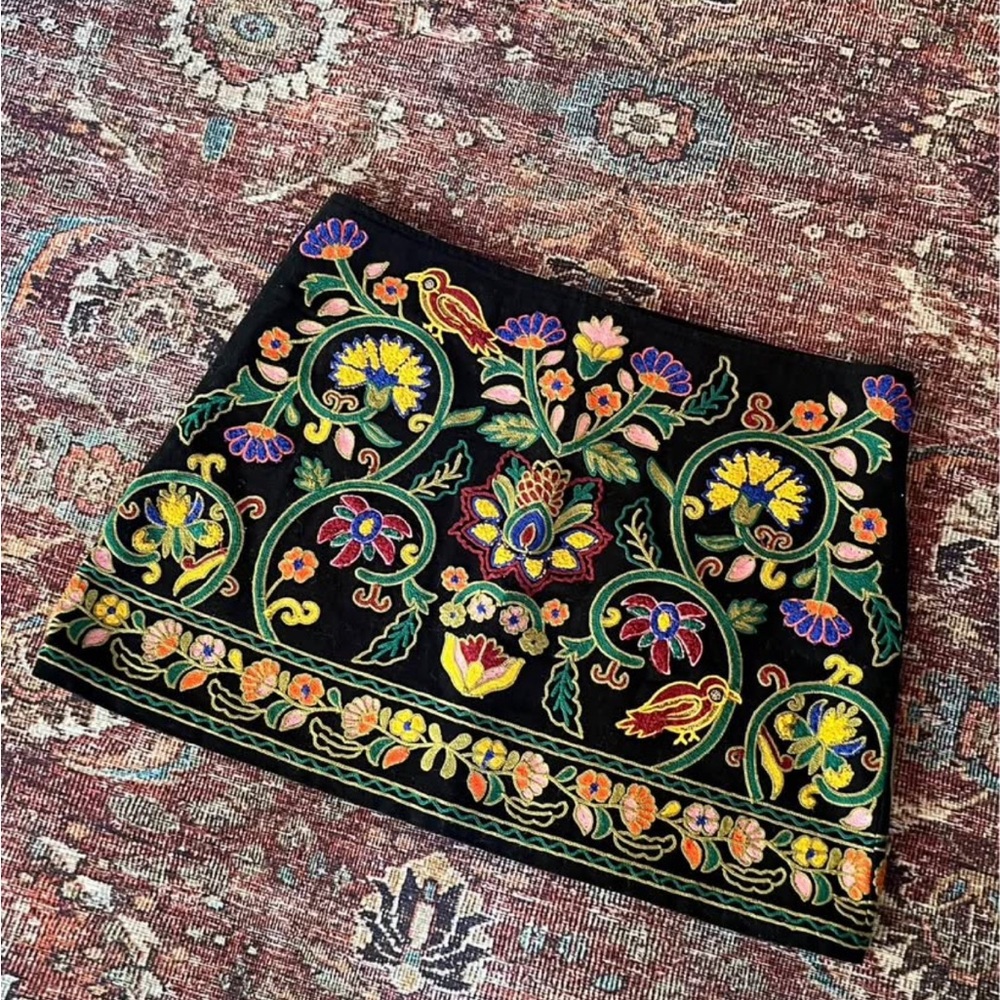 Zara Embroidered Floral Mini Skirt